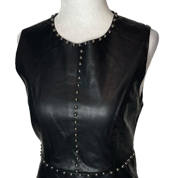 Forever 21 Black Faux Leather Dress with Studs Size Small Petite NWT - Picture 4 of 11